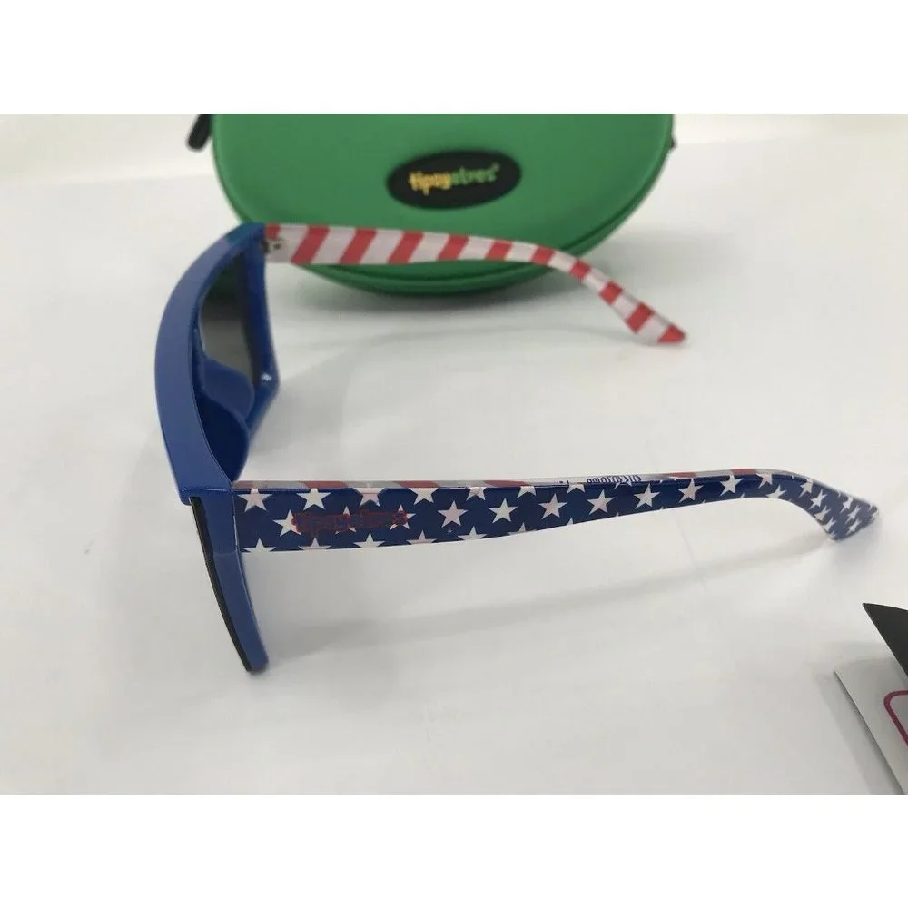 Tipsy Elves Sunglasses Star Spangled With Case Red White Blue Stars‎ Stripes USA